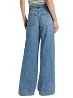 Kasey Distressed Mid-Rise Wide-Leg Jeans