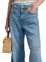 Kasey Distressed Mid-Rise Wide-Leg Jeans