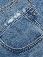 Kasey Distressed Mid-Rise Wide-Leg Jeans