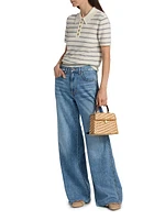 Kasey Distressed Mid-Rise Wide-Leg Jeans
