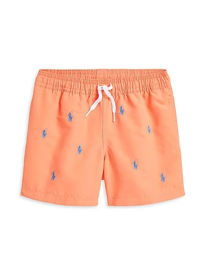 Little Boy's & Pony Embroidered Swim Shorts