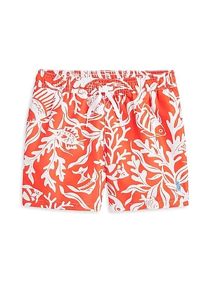 Little Boy's & Fish Print Swim Shorts