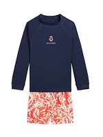 Little Boy's & Fish Print Swim Shorts