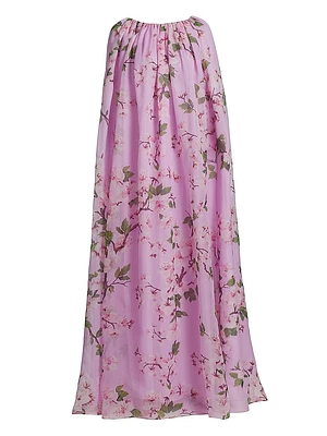 Cherry Blossom Crinkle Caftan Gown