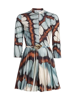 Butterfly Belted Mini Shirtdress
