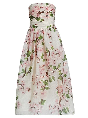 Strapless Cherry Blossom Organza Dress