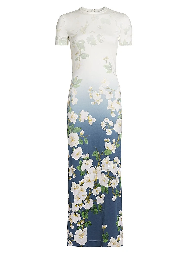 Cherry Blossom Fitted Midi-Dress