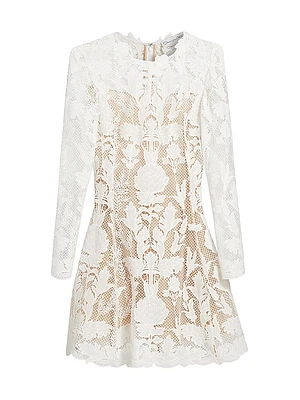 Artichoke Guipure-Lace Fit & Flare Minidress
