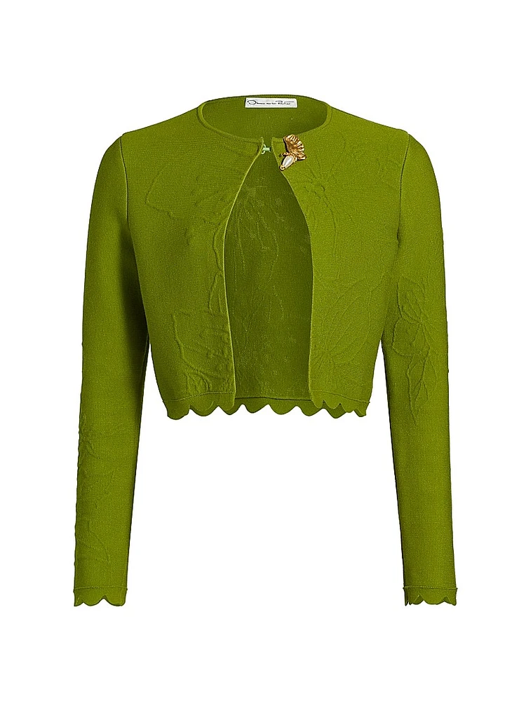 Cherry Blossom Embossed Knit Cardigan