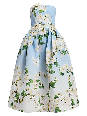 Strapless Floral Cocktail Dress