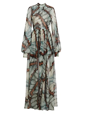 Butterfly Chiffon Maxi Dress