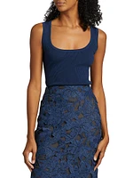 Silk-Blend Rib-Knit Tank