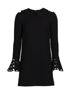 Tweed Cut-Out Bell-Sleeve Minidress