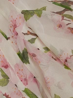 Cherry Blossom Pleated Organza Scoopneck Gown