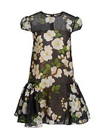Floral Silk-Blend Drop-Waist Minidress