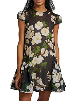 Floral Silk-Blend Drop-Waist Minidress