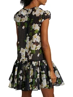 Floral Silk-Blend Drop-Waist Minidress