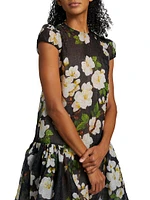Floral Silk-Blend Drop-Waist Minidress