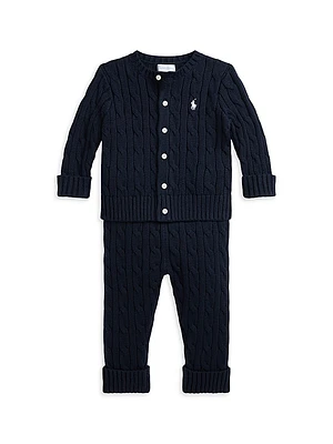 Baby's Cable-Knit Cardigan & Pants Set