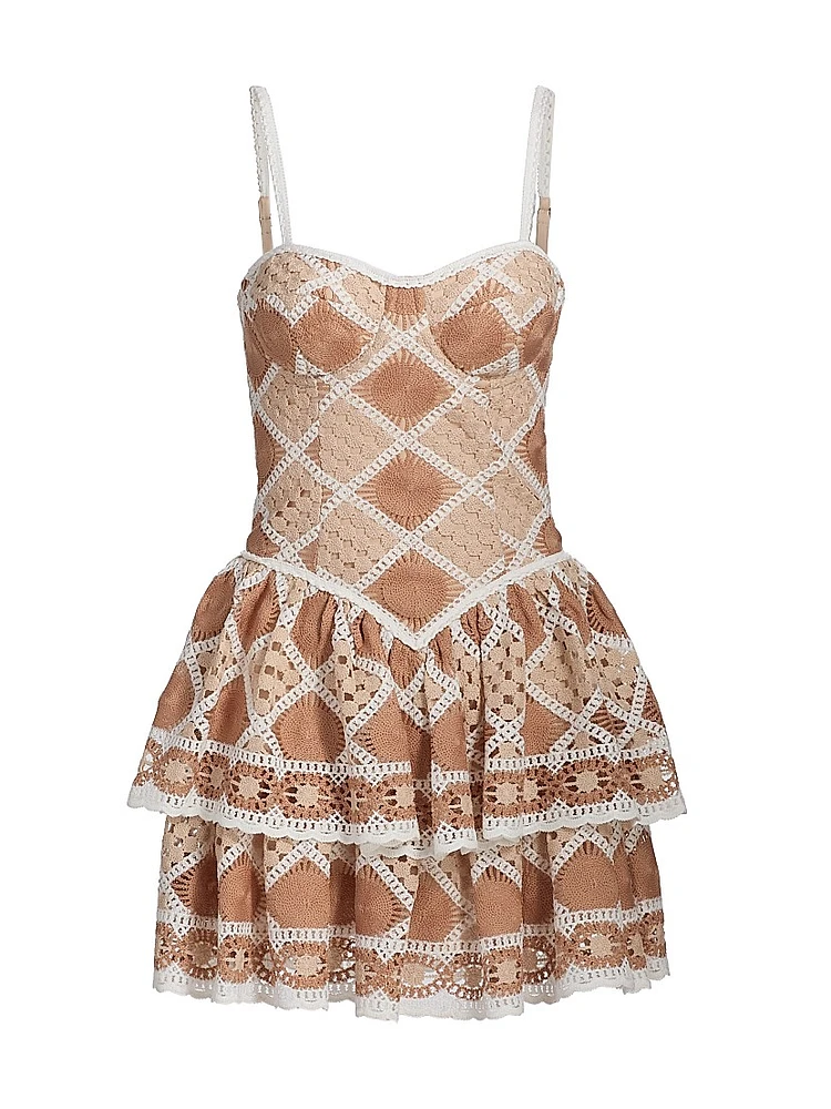 Bossa Crochet Tiered Minidress