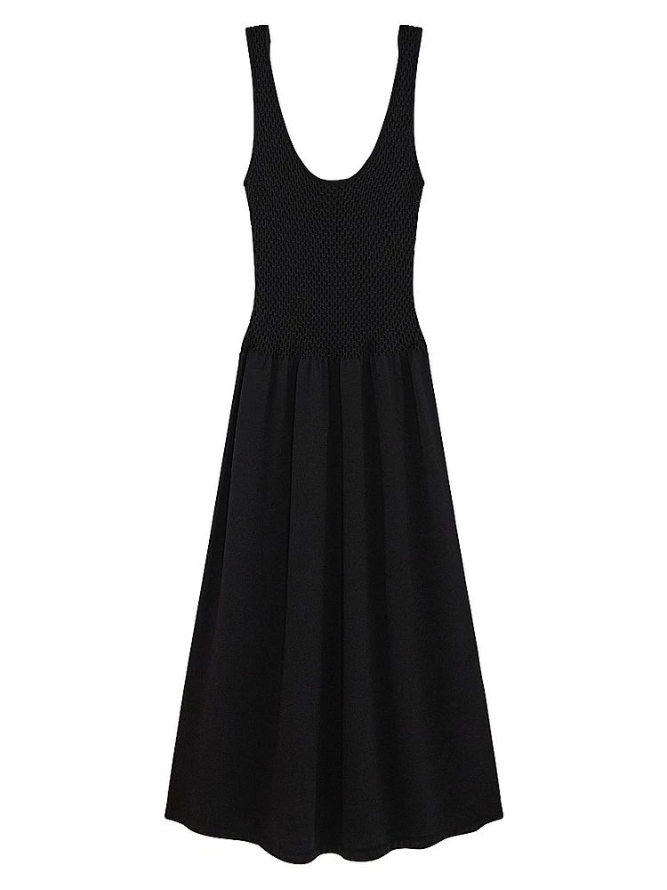 Textured Pima Cotton Blend A-Line Dress