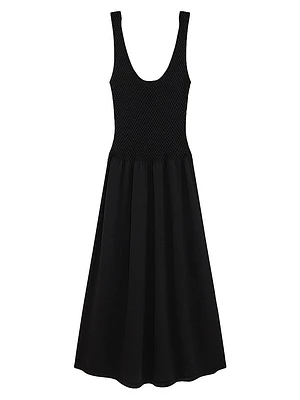 Textured Pima Cotton Blend A-Line Dress