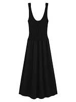 Textured Pima Cotton Blend A-Line Dress