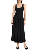 Textured Pima Cotton Blend A-Line Dress