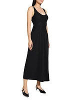 Textured Pima Cotton Blend A-Line Dress