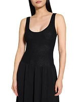 Textured Pima Cotton Blend A-Line Dress