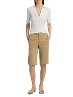 Stretch-Cotton Mid-Rise Bermuda Shorts
