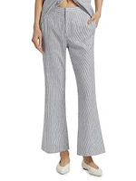 Striped Linen-Cotton Low-Rise Flared Pants