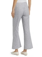 Striped Linen-Cotton Low-Rise Flared Pants