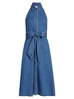 Chassidy Chambray Halterneck Midi-Shirtdress