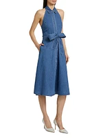 Chassidy Chambray Halterneck Midi-Shirtdress