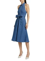 Chassidy Chambray Halterneck Midi-Shirtdress