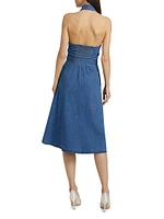 Chassidy Chambray Halterneck Midi-Shirtdress