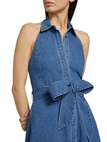Chassidy Chambray Halterneck Midi-Shirtdress