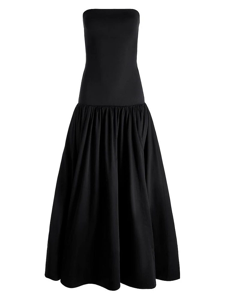 Oriana Strapless Drop-Waist Midi-Dress