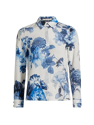 Willa Floral Print Button-Up Blouse