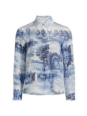 Willa Placket Printed Silk Top