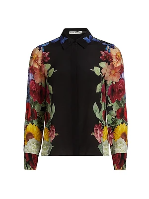 Brady Floral Silk Button-Front Blouse