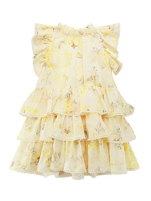Little Girl's & Botanical Floral Ruffled Dress