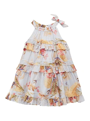 Little Girl's & Palm Floral Tiered Dress