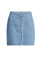 Phia Button-Front Denim Miniskirt
