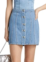 Phia Button-Front Denim Miniskirt