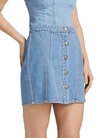 Phia Button-Front Denim Miniskirt