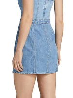 Phia Button-Front Denim Miniskirt