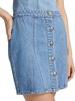 Phia Button-Front Denim Miniskirt