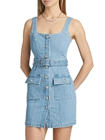 Midy Button-Front Denim Minidress